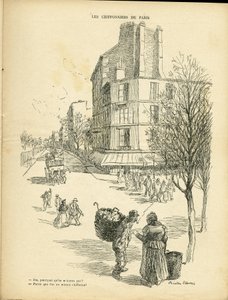 Illustration de Ricardo Flores (1878-1918) dans Le Rire, 05/12/08 - Les chiffonniers de Paris - Métiers, Architecture Urbanisme, Arbre - Chiffonniers