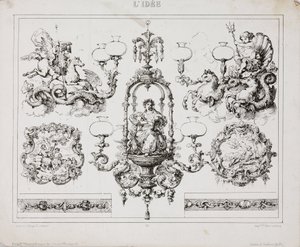 Chandeliers à gaz ou à huile, Paris, France, vers 1860 - John Pardon