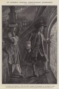 Un autocrate étudiant le gouvernement constitutionnel (lithographie)