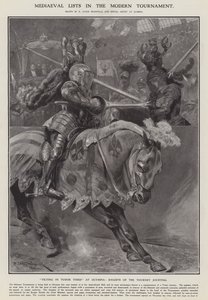 Listes médiévales dans le tournoi moderne (lithographie) - Richard Caton II (after) Woodville