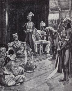 Sir James Brooke négociant un traité avec le sultan de Brunei pour établir une colonie britannique à Bornéo - Richard Caton II (after) Woodville