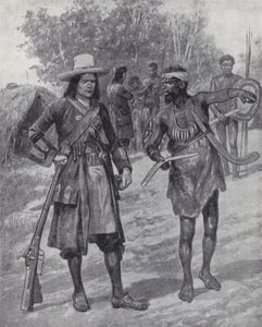 William Dampier avec un homme indigène lors de son exploration de l