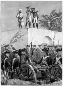 Clive sur le toit du pavillon de chasse du Nawab Siraj Ud Daulah, Inde, 1757, 1893