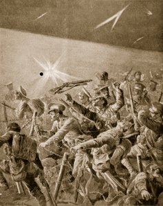 Infanterie britannique forçant leur passage à travers les barbelés allemands, 1914-19 - Richard Caton Woodville