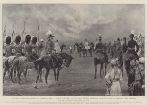 La grande revue du couronnement à Aldershot, 16 juin, la reine Alexandra, en l