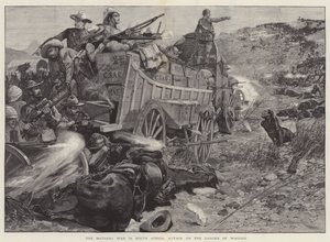 La guerre des Matabili en Afrique du Sud, attaque sur le camp de chariots