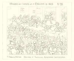 1849, Une gare montrant les voyageurs se rafraîchissant