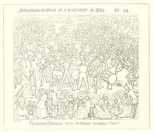1849, Les jardins de Kensington avec le groupe jouant