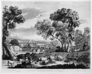 Paysage bucolique avec une rivière et un pont