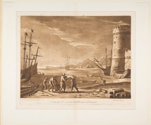 Port avec marins chargeant des marchandises, 1774