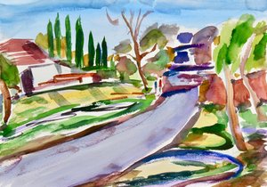 Route de campagne avec ombres, 2017