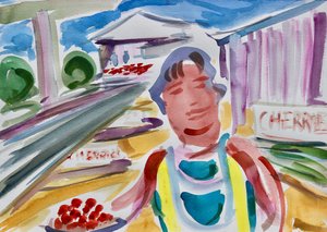 Vendeur de cerises près de l