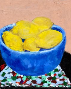 Nature morte avec citrons dans un bol bleu, 2021