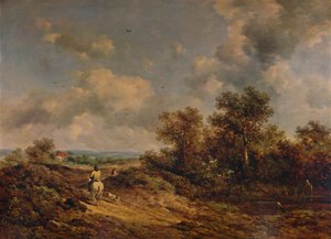 Vue près de Sevenoaks, Kent, avec un homme sur un cheval blanc, 19ème siècle, 1935