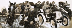 Une nouvelle voiture bruyante effraie les villageois et leurs chevaux - Richard Hook