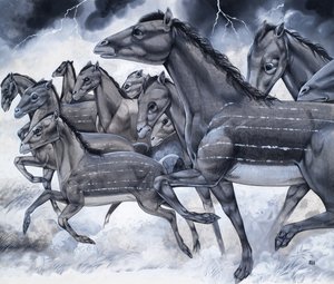 Chevaux en miniature, tirés de "Beasts from Long Ago" (Bêtes d