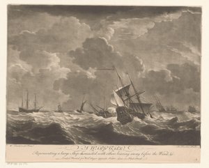 Navires de guerre sur de hautes vagues