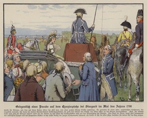 Reine Louise de Prusse à une parade sur le terrain de parade à Stargard, mai 1798