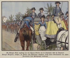 La reine Louise de Prusse passant en revue son régiment de dragons, Berlin - Richard Knotel