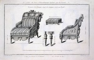 Fauteuil bergère de style turc, des Œuvres diverses de Lalonde, décorateur et dessinateur, publié 1780-96