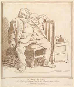M. Ben: Read, membre du club de Hogarth à la taverne Bedford Arms, dessiné par..., 27 novembre 1781 - Richard Livesay