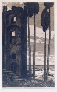 Ruines au bord de la mer (eau-forte et aquatinte) - Richard Mueller