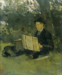 Jan Verkade (1868-1946) peignant sous un arbre à Hattem