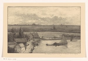 Paysage avec voiliers sur l