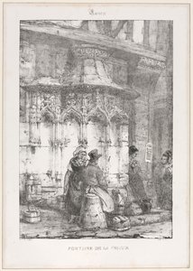 Vestiges et fragments architecturaux : Rouen - Fontaine de la Crosse - Richard Parkes Bonington