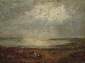 Scène de plage avec charrette et cheval, 1825