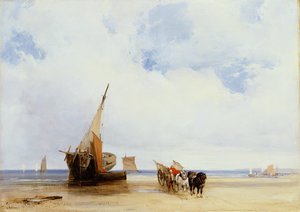Navires échoués et une charrette près de Trouville, c.1825