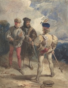 Quentin Durward et Louis XI déguisé recto, Étude de figure masculine verso, 1825 ou 1826 - Richard Parkes Bonington