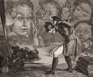 Les voyages de Gulliver de Jonathan Swift. Gulliver exposé sur une table à l