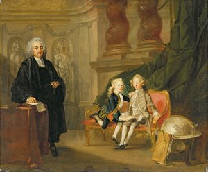 Prince George (1738-1820) et Prince Edward Augustus (1739-67) Fils de Frederick (1707-51) Prince de Galles, avec leur tuteur Dr Francis Ayscough, c.1748-49