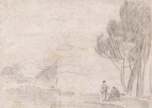 Temple en ruine de Minerve?, Deux figures sur la rive - Richard Wilson