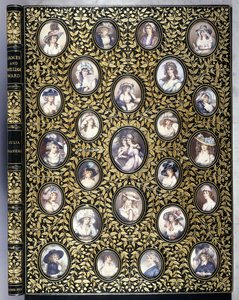Une couverture de livre avec vingt-cinq miniatures de portraits de belles femmes, d