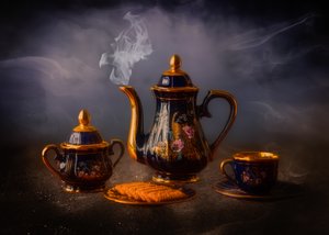 Service à thé bleu « Steaming »