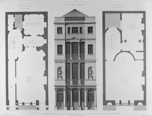 Élévation du British Coffee House, gravé par Robert Blyth, 1778