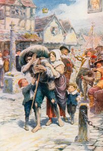 Le chrétien part en pèlerinage (lithographie couleur)