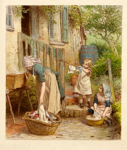 Mère et enfants étendant le linge, pub. 1854
