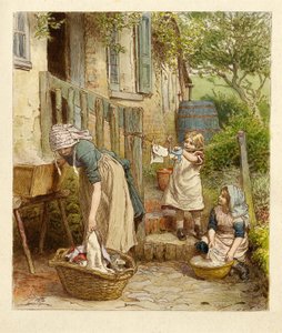 Mère et enfants étendant le linge, pub. 1854