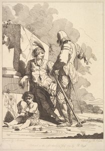 Deux Soldats et Enfant Tenant un Casque - Robert Blyth