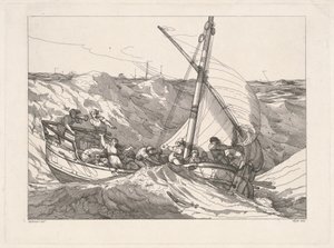 Bateau dans une tempête en mer