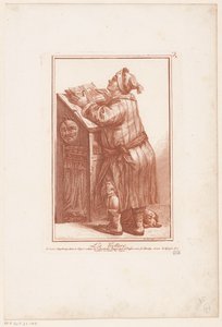 Homme lisant derrière un pupitre - Robert Brichet