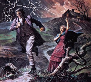 Heathcliff et Cathy, dans le roman Les Hauts de Hurlevent