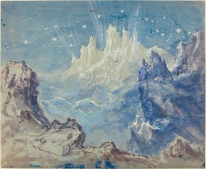 Paysage montagneux fantastique avec un ciel étoilé