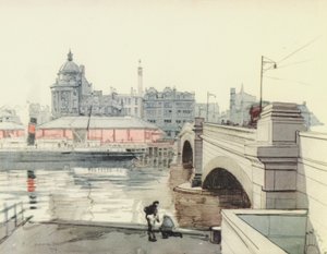 Glasgow : Pont George V (lithographie couleur)