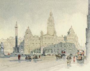 Glasgow : The City Chambers (lithographie couleur)
