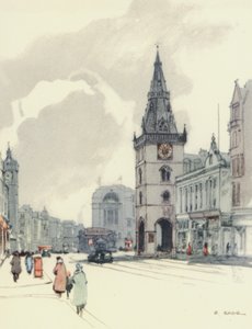 Glasgow : The Tolbooth and the Tron Steeple (lithographie couleur)