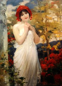 Fille avec des coquelicots